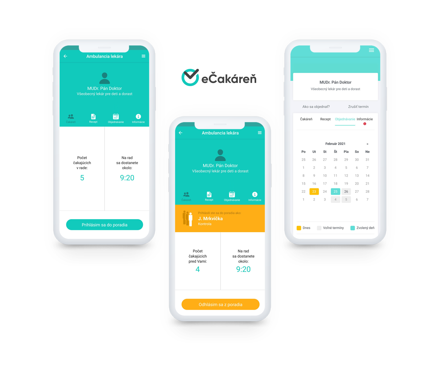 Samples of the eWaiting Room mobile application